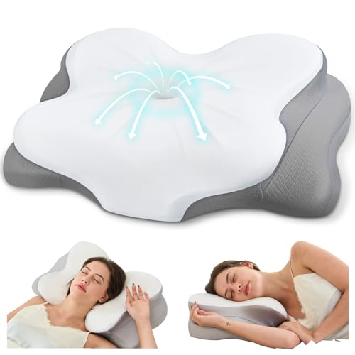 Cervical Neck Pillow, Ergonomic Memory Foam Pillows for Neck Pain Relief with Breathable Pillowcase, Adjustable Contour Neck Support Pillow for Side Back Stomach Sleepers, Odorless - color: White