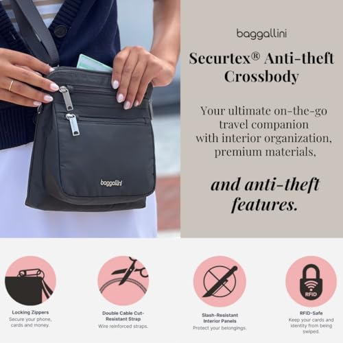 Baggallini Securtex Anti-Theft Crossbody - color: Charcoal