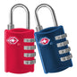 TSA Locks for Luggage, 2-Pc Durable Steel Padlock, Keyless Easy to Read 4-Digit Combination Lock for Backpacks, Travel Suitcases, Toolbox, Filing Cabinets, Baggage & Gym Locker, Red/Blue - color: Red & Blue