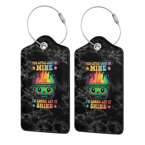 This Little Light of Mine Dumpster Fire Set of 2 Durable Leather Luggage Tags Stylish Travel Gear Men Women