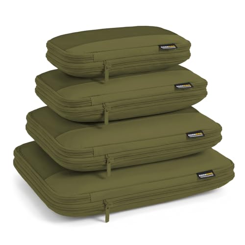 4 Piece Compression Packing Cubes for 3–7 Day Travel, Space Saving Travel Organizers with Breathable Mesh, Double-Zipper Packing Cubes for Carry-On & Suitcases (Green) - color: Green