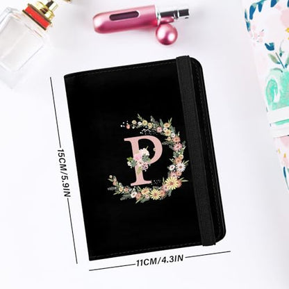 Cute Passport Holder and Holder Combo Passport Cover with RFID Blocking Women Men Compatible Wallet Credit Card Protector (Black-P) - color: Black-P