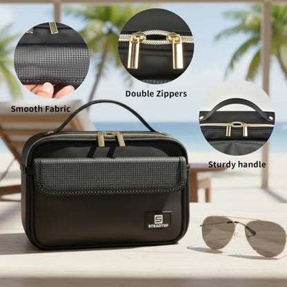 Travel Sunglasses Organizer Case with Adjustable Dividers for 6 Pairs-Portable Eyeglasses Storage Box for Men & Women