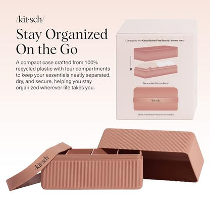 Kitsch Shampoo & Conditioner Sampler Set with 4-Compartment Travel Soap Case – 2-Piece Hair Care Bundle