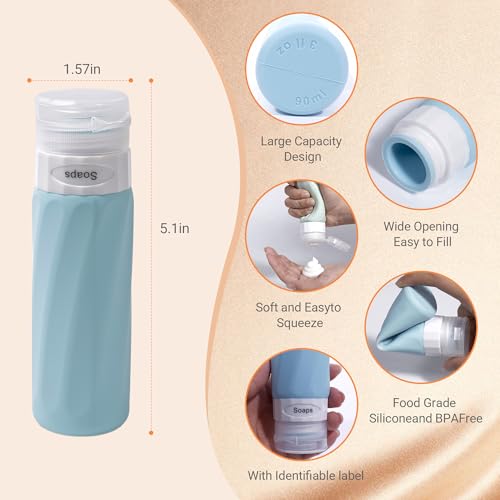 16 Pack Travel Bottles for Toiletries, TSA Approved 3oz Leak Proof Refillable Silicone Squeezable Containers Kit for Shampoo Lotion Conditioner with Toiletry Bag - color: 16pack/Colorful 1