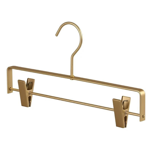 Premium Matte Gold Aluminum Pants Clip Hanger 100 Pack, Extra Smooth & Durable Metal Shirt Dress Aluminum Alloy Hanger,Clothing Support,Clothing Hang - style: Golden Pants Clip Hanger（100）