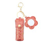 Sisadodo Glitter Lip Oil Holder Key Chains for Woman Lipstick Case with Mirror Lip Balm Keychain for Lipstick Case Keychain - color: Red-flower