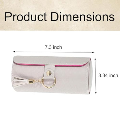 3 Layered Travel Jewelry Case, Three Distinct Layers Women Jewelry Box, Foldable Cylindrical Jewelry Storage Box for Earrings, Necklaces, Rings, Bracelets, Brooches, Watches (Ash Gray) - color: Ash Gray