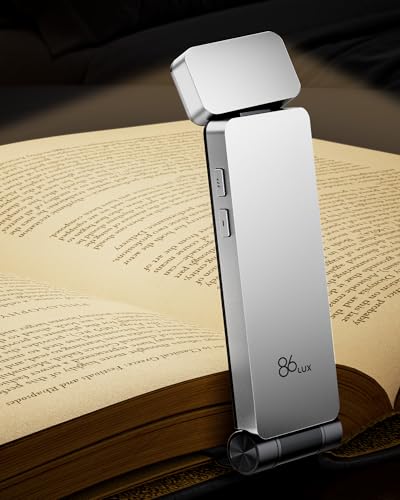 86lux Book Light, Rechargeable Clip-On LED Reading Light for Bed & Night Use - 3 Color Temperatures with Stepless Dimming, Ultralight Bookmark Design for Kids, Book Lovers, Silver - color: Silver