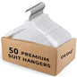 Suit Hangers for Men 50 Pack, White Coat Hangers Extra Wide Non Slip Width 17.7", Thick Plastic with Pants Bar & Metal Hook - color: White, size: 50 Pack