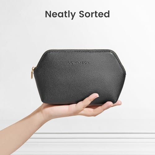 ROWNYEON Small Makeup Bag for Purse, Mini Portable Cosmetic Bags for Women, PU Leather Coin Purse Lipstick Cosmetic Accessories Organizer, Travel Makeup Pouch Zipper Pouch for Men Women - color: Black, size: L(6.5''x1.8''x4.9'')