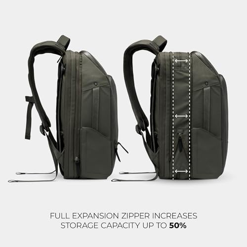 NOMATIC 20L Travel Pack - Mens Travel Backpack - Expandable to 30L - Water Resistant Daypack - TSA-Ready - Lightweight Business Traveling Backpack for Men - 16" Laptop Compartment - color: Olive, size: 20L