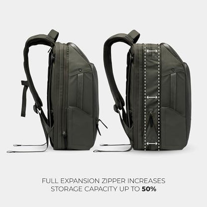 NOMATIC 20L Travel Pack - Mens Travel Backpack - Expandable to 30L - Water Resistant Daypack - TSA-Ready - Lightweight Business Traveling Backpack for Men - 16" Laptop Compartment - color: Olive, size: 20L