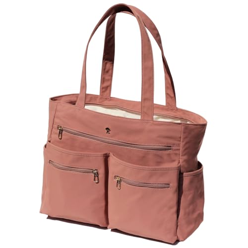 Weekender Bag Carry On Bag Overnight Tote Travel Duffle with 13 Pockets for Travel,Work，Gym,Beach,Teacher,Nurse - color: Pinklish Brown