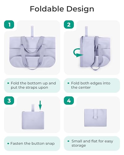 BAGSMART Tote Bag for Women, Foldable Tote Bag With Zipper Travel Shoulder Bag Handbag for Work - color: Haze Blue