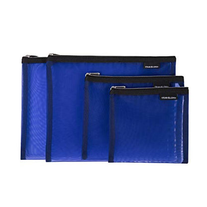 Travelon Set of 4 Mesh Pouches, Blue, 9.5 x 12.75 x 0.5 - color: Blue
