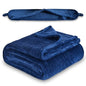 Multifunctional Neck Pillow, Soft Warm Blanket with Cozy Neck Pillow Case, Portable Blanket Set for Airplane, Camping, Car (Navy Blue)