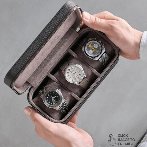 Genuine Leather 2 Watch Travel Case (Brown) - color: Brown, size: 2 Watch Case