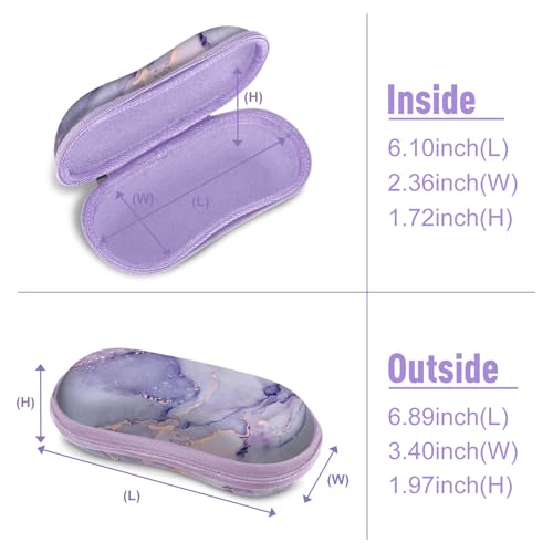FINTIE Sunglasses Case, Hard EVA Shell Shockproof Sport Glasses Case with Metal Carabiner Travel Zipper Eyeglasses Holder - color: Z-lilac Marble