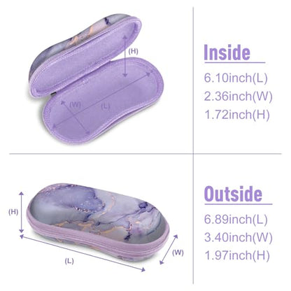 FINTIE Sunglasses Case, Hard EVA Shell Shockproof Sport Glasses Case with Metal Carabiner Travel Zipper Eyeglasses Holder - color: Z-lilac Marble