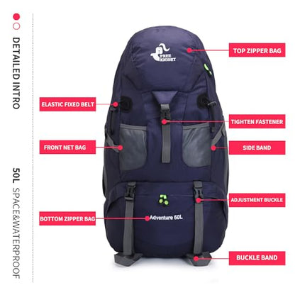 Bseash 50L Hiking Backpack, Water Resistant Lightweight Outdoor Sport Daypack Travel Bag for Camping Climbing Skiing Cycling (Dark Purple - With Shoe Compartment) - color: Dark Purple - With Shoe Compartment