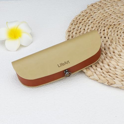LifeArt Eyeglass Case Hard Shell, Portable Sunglass Case, Fashionable PU Leather Eyeglass Case, Lightweight - color: Banyuan_light Yellow