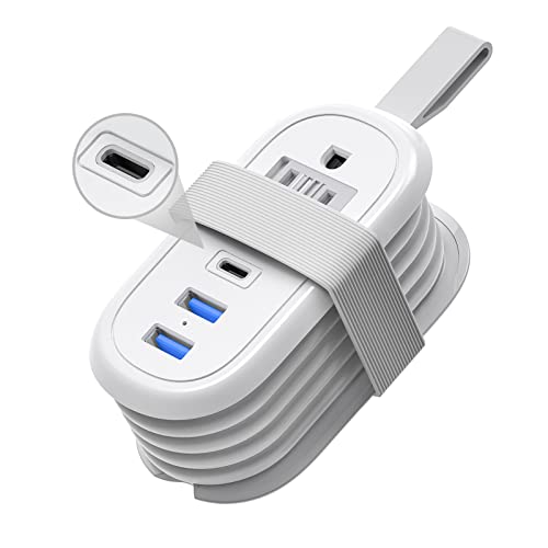 BEVA Travel Power Strip with USB C Ports, PD 20W Fast Charge 2 Outlets 3 USB Ports, 4 FT Travel Flat Plug Extension Cord, Non Surge Protector for Cruise Ship Travel Essentials(PD20W Charge White) - color: PD20W Charge White
