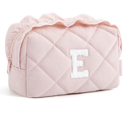 BAGSMART Elegant Roomy Makeup Bags (Initial-E-Pink) - color: 03-Initial-E-Pink