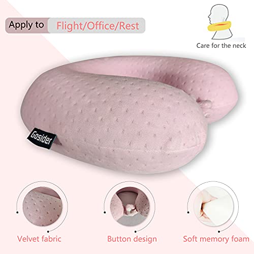 Neck Pillows for Sleeping Travel Pink Travel Pillow Comfortable U Shape Memory Foam Pillows Neck and Head Support Portable Travel Neck Pillow Suitable for Planes, Trains, Self-Driving Cars - color: Pink