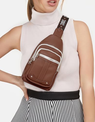 Mothers Day Gifts for Mom Grandma Nana Aunt Teacher Nurse Crossbody Bags Gifts for Women Birthday Gift for Her Family Small Crossbody Sling Bag Fanny Pack Chest Travel Purse zChristmas Gift Ideas - color: Brown