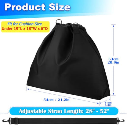 Travel Seat Cushion Carrying Bag Portable Memory Foam Cushion Storage Bag Chair Pad Organizer Drawstring Closure Bag with Adjustable Strap for Stadium Camping Beach Trip