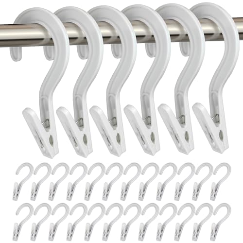 Laundry Hooks Boot Hangers Plastic Clothes Pins Hanger Clips for Bathroom Travel Portable White (24Pcs) - color: White 24pcs