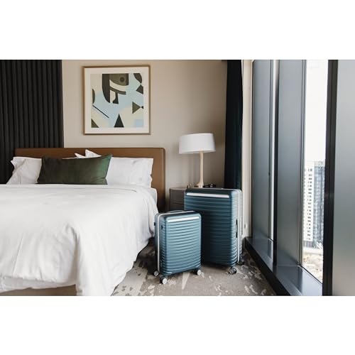 Framelock Max 29" Large Checked Hardshell Zipperless Luggage - Highly Secure Integrated Eazylock™ Mechanism - RightHeight™ Adjustable Handle - 360° Spinner Wheels - Airline Approved - Emerald Teal - color: Blue, size: Large Spinner