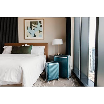 Framelock Max 29" Large Checked Hardshell Zipperless Luggage - Highly Secure Integrated Eazylock™ Mechanism - RightHeight™ Adjustable Handle - 360° Spinner Wheels - Airline Approved - Emerald Teal - color: Blue, size: Large Spinner