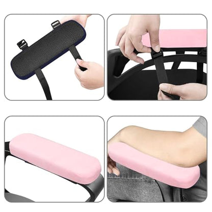 MOSISO Chair Armrest Pads (2 Pack), Memory Foam Home/Office Chair Arm Rest Covers Comfy Computer Gaming Elbow Cushion Removable Washable Elbow Support Forearm Pressure Relief, Pink - color: Pink