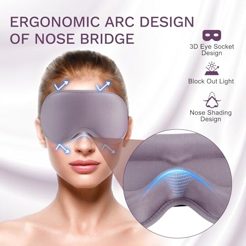 99% Fully Block Out Light Eye Sleep Mask, 3D Deep Contoured Eyes Cover Zero Pressure, Long Lash Extension Eyes Mask with Adjustable Straps for Sleeping Travel Home Nap Rest Women Men (Light Purple) - color: Light Purple