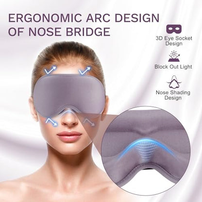 99% Fully Block Out Light Eye Sleep Mask, 3D Deep Contoured Eyes Cover Zero Pressure, Long Lash Extension Eyes Mask with Adjustable Straps for Sleeping Travel Home Nap Rest Women Men (Light Purple) - color: Light Purple
