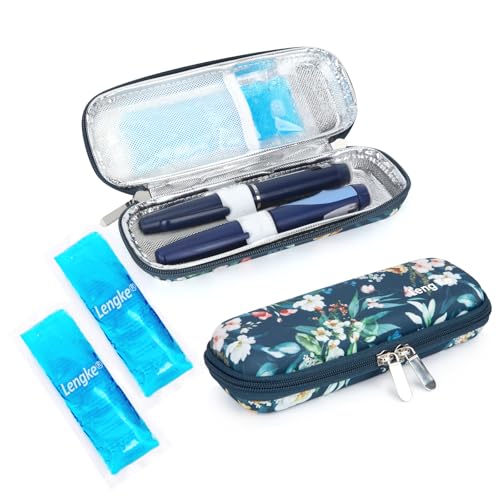YOUSHARES Portable Insulin Cooler Travel Case - TSA Approved Diabetic Medication Cooling Bag, EVA Insulated Organizer for Epi Pens, Refrigerated Diabetes Supplies Carrying Storage Kit with 2 Ice Pack - color: Z_Camellia
