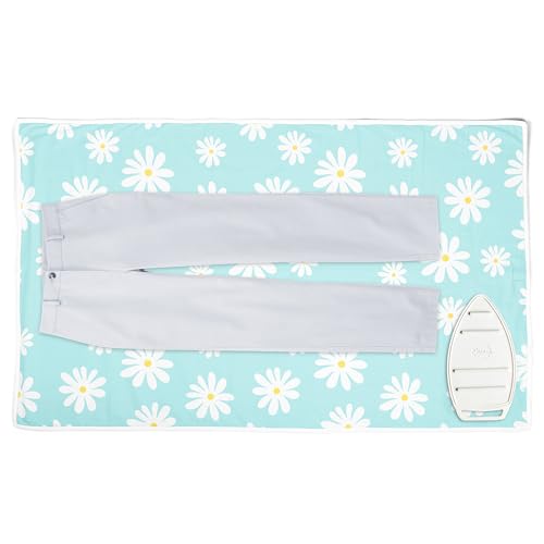 Encasa XO Ironing Mat/Pad (Large 48"x28") with 3mm Padding & Silicone Iron Rest for Steam Pressing on Tabletop or Bed - Heat Resistant, Portable, Quilting & Travel Blanket - Daisy Blue - color: Daisy Blue, size: Large