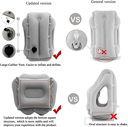 Inflatable Travel Pillow - Multifunctional Travel Pillow for Adult Chin Supporting Travel Neck Pillow Airplane Sleeper Office Napping Pillow with Eye Mask, Earplugs and Portable Bag
