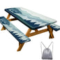 Picnic Table Cover with Bench Covers 6FT 3 Pcs Waterproof Windproof Aesthetic Camping Tablecloth with Drawstring Bag, Fitted for 6 Foot Rectangle Tables and Seats, 72 inch, Blue Deer Forest - color: Blue Deer Forest