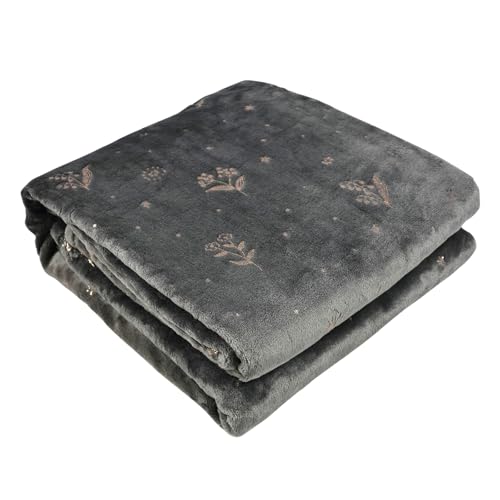 Luxury Grey Throw Blanket with Rose Gold Foil Print- 50x70 Inch, Soft Cozy Plush Fuzzy Exquisite Design Fleece Blankets and Throws for Couch Bed Travel Camping Use - color: Grey, size: 50 X 70 Inches