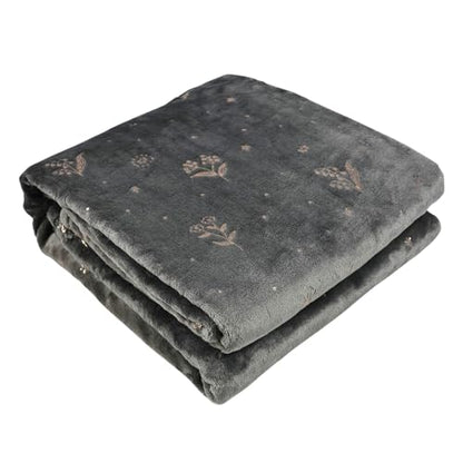 Luxury Grey Throw Blanket with Rose Gold Foil Print- 50x70 Inch, Soft Cozy Plush Fuzzy Exquisite Design Fleece Blankets and Throws for Couch Bed Travel Camping Use - color: Grey, size: 50 X 70 Inches