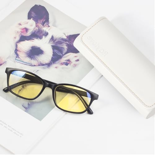 RayLove Hard Shell Glasses Case, Lightweight Leather Eyeglass Case, Travel-Friendly Sunglasses Protector for Men & Women - color: White