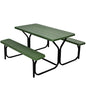 Giantex Picnic Table Bench Set Outdoor Camping All Weather Metal Base Yard Pool Dining Party Garden Patio Lawn Deck Large Camping Table (Green) - color: Green