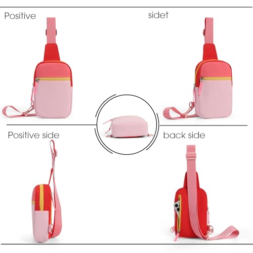 Birthday Gifts for 8 9 10 11 12 Year Old Teens Girls Kids, Fanny Pack Crossbody Bag Sling Belt Bags Purse, Dorm Travel Essentials for Girls Fashion, Preppy Tween Teen Girl Gift Trendy Stuff - color: Pink&Red