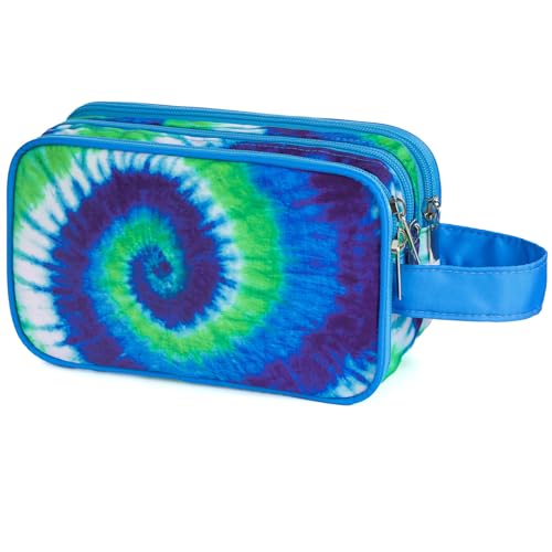 Tie Dye Toiletry Bag for Girls, Travel Toiletry Bag for Teen Girls Cosmetic Bag Makeup Bag Waterproof Hanging Wash Bag Toiletries, Blue - color: Blue-Tie Dye