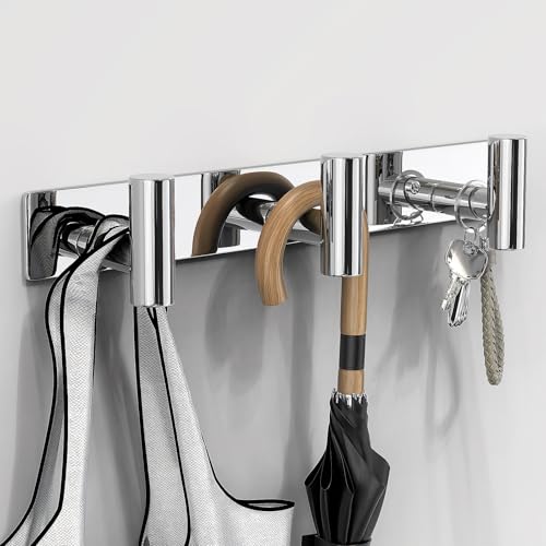 VAEHOLD Hat and Coat Wall Mount Rack - Hooks for Robes, Bags, Keys, and Towels - Bathroom Towel Hanger Organizer (Polished Chrome, “T“ Shape 3 Hooks 1 Pack) - color: Polished Chrome, size: “T“ Shape 3 Hooks 1 Pack