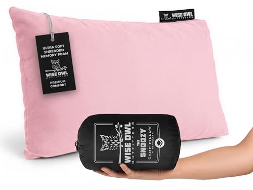 Wise Owl Outfitters Camping Pillow – Memory Foam Travel Pillow for Airplane Sleeping, Hiking, Backpacking & Outdoor Use - Small & Portable for Adults, Car, Camp & Tent - color: Rose, size: Medium