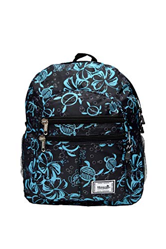 02 Medium Backpack (Black/Teal, Honu Family) - color: Honu Family - Black/Teal, style: Honu Family